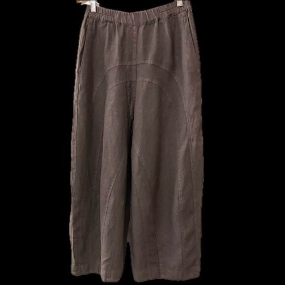 Grizas grey linen baggy pants with detailed stitching. Size XS, fits larger, - Picture 1 of 6